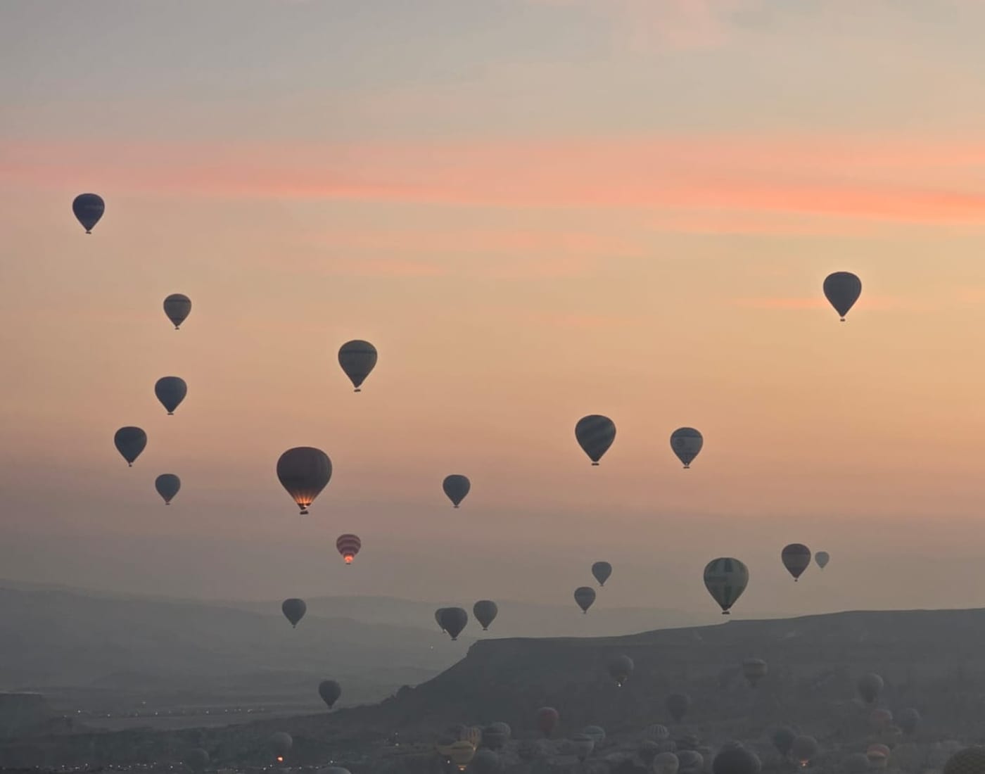 Balloons over Cappadocia at first light