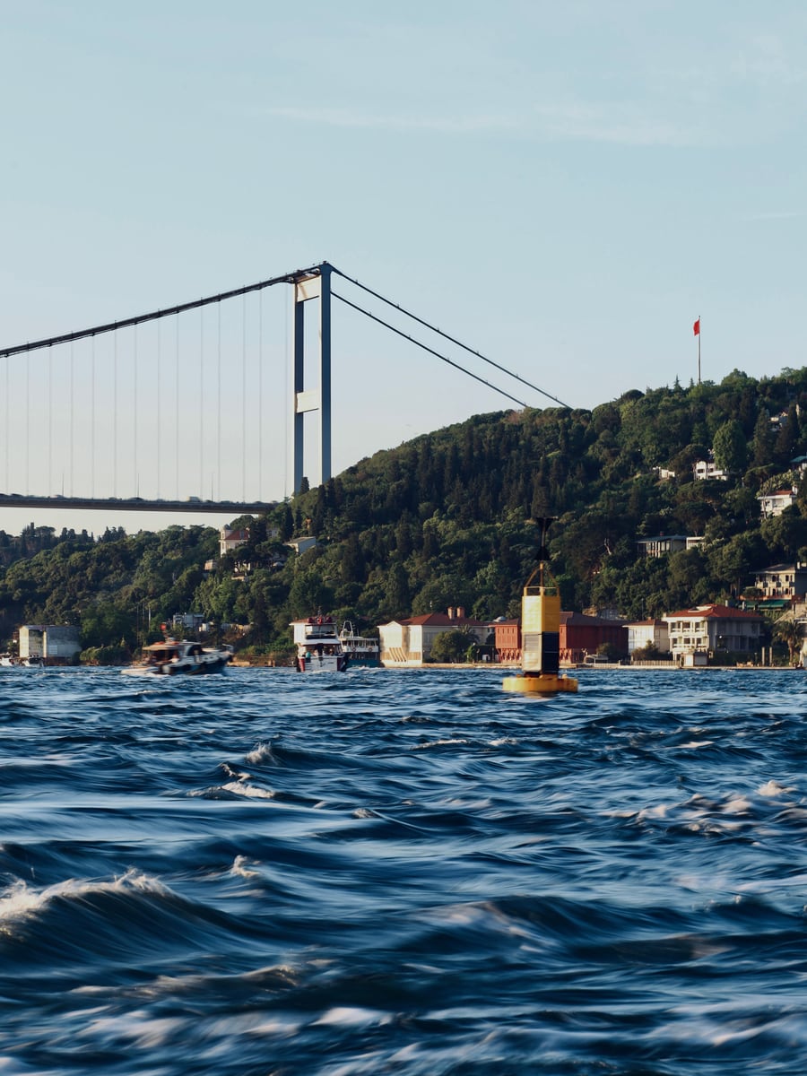The Bosphorus and the Fatih Sultan Mehmet bridge